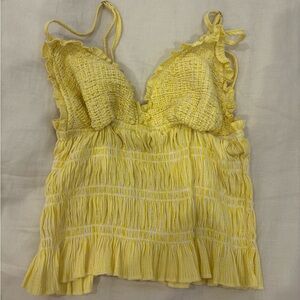 Yellow Ruffled Smocked Top